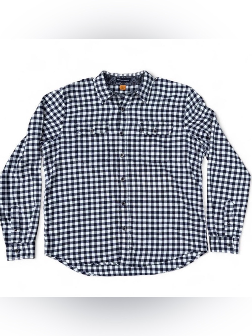 Tailor Vintage Men’s navy & white gingham button up shirt- Sz. L